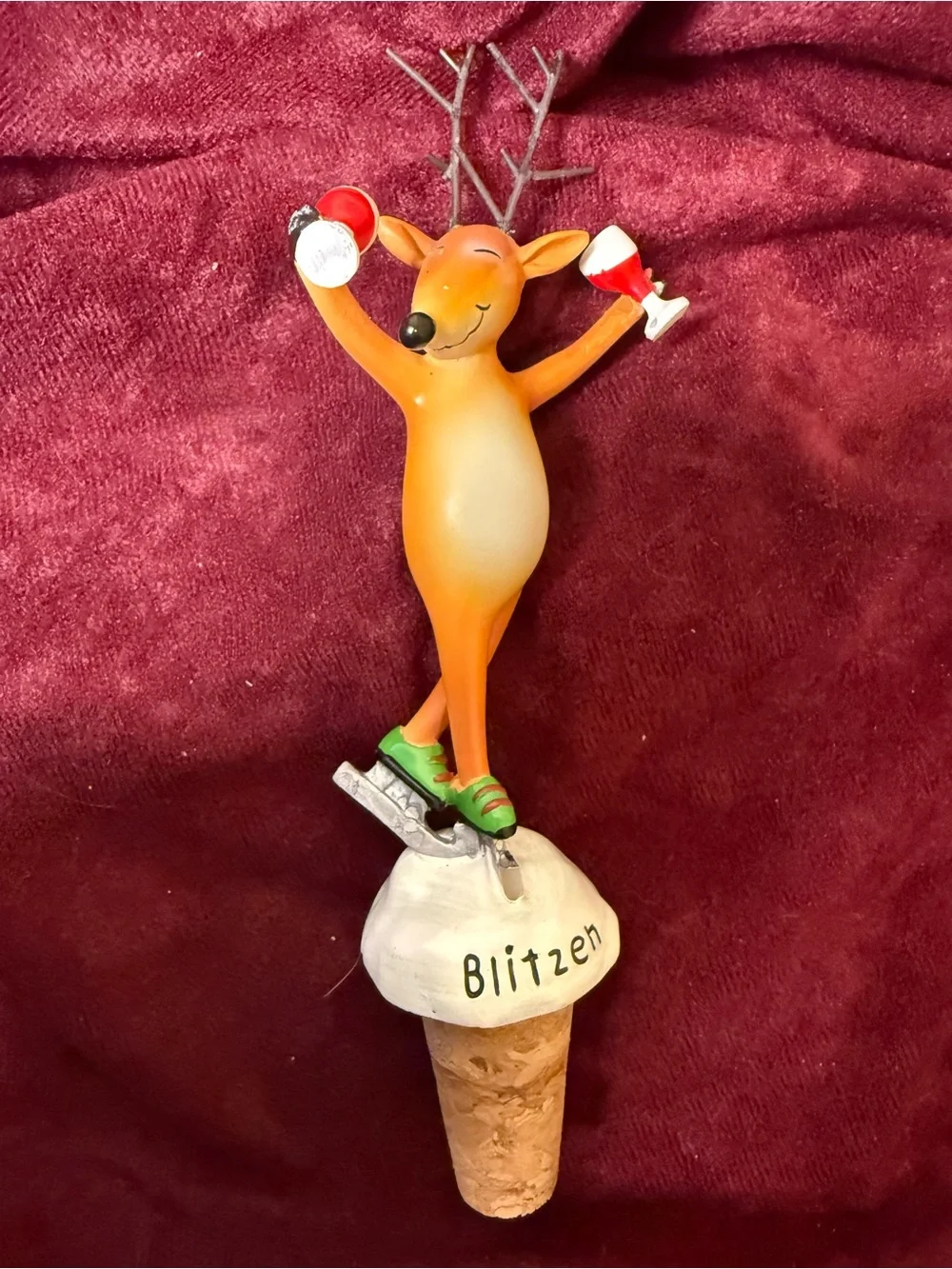 Blitzen Wine Bottle Stopper #Holiday #Party